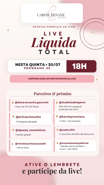 Carine Hernane — Flyer para redes sociais